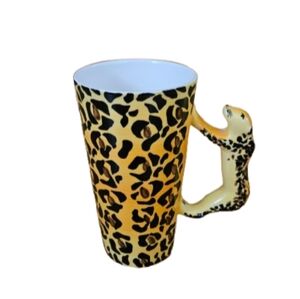 WORLD MARKET Hand Painted Leopard Cat Mug